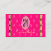 Girly Pink met Monogram Patterned Letters Modern Visitekaartje (Voorkant)