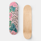 Girly Pink Mint Ombre Floral Glitter Leopard Print Skateboard (Voorkant)
