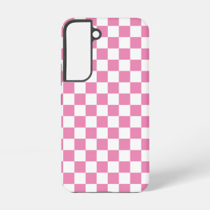 Girly Pink Modern Checkerboard Pattern Samsung Galaxy Hoesje