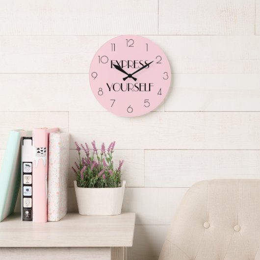 Girly Pink Modern Quote EXPRESS ZELF Grote Klok (Leeskamer)