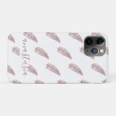 Girly Pink Monogram Feathers Pattern Case-Mate iPhone Case (Achterkant (horizontaal))