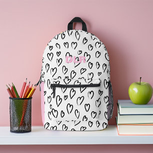 Girly Pink Monogram Gepersonaliseerd Bedrukte Rugzak