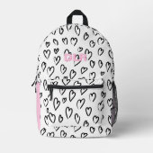 Girly Pink Monogram Gepersonaliseerd Bedrukte Rugzak (Voorkant)