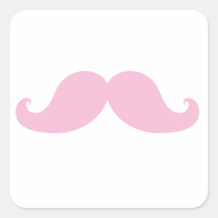 Girly Pink Mustache Vierkante Sticker