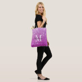 Girly Pink Ombre Glitter Monogram Naam Draagtas (Op model)
