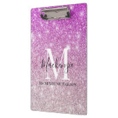 Girly Pink Ombre Glitter Monogram Naam Klembord (Links)