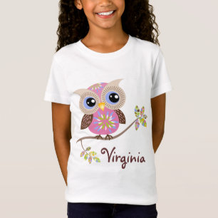 Girly Pink Owl Baby Doll T Shirten T-shirt