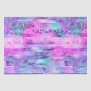 Girly Pink Paarse Aqua Glitzy Zeemeermin Stripes Tissuepapier