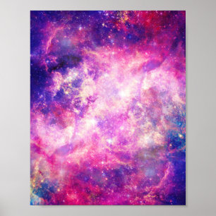 Girly Pink Paarse Space Nebula Galaxy Poster