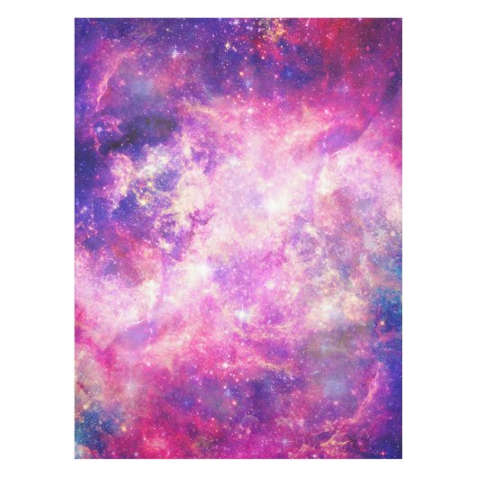 Girly Pink Paarse Space Nebula Galaxy Tafelkleed (Voorkant)