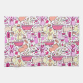 Girly Pink Pattern Theedoek (Horizontaal)