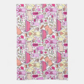 Girly Pink Pattern Theedoek (Verticaal)