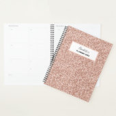 Girly Pink Peach Gold Glitter Persoonlijke naam Planner (Display)