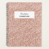 Girly Pink Peach Gold Glitter Persoonlijke naam Planner (Voorkant)