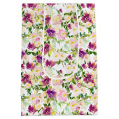 Girly Pink Peach Paarse Burgundy Waterverf Floral Medium Cadeauzakje (Achterkant)