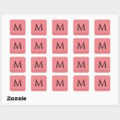 Girly Pink Personalized Monogram Envelope Seal Vierkante Sticker (Vel)
