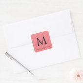 Girly Pink Personalized Monogram Envelope Seal Vierkante Sticker (Envelop)
