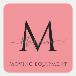 Girly Pink Personalized Monogram Envelope Seal Vierkante Sticker