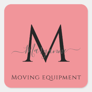 Girly Pink Personalized Monogram Envelope Seal Vierkante Sticker