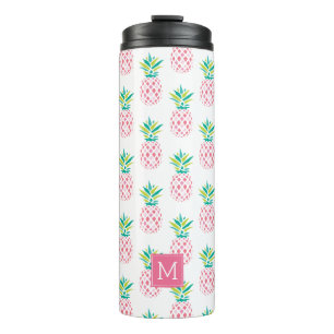 Girly Pink Pineapples Monogrammed Thermosbeker