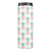 Girly Pink Pineapples Monogrammed Thermosbeker (Achterkant)