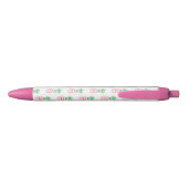 Girly Pink Pineapples Patroon Zwarte Inkt Pen (Achterkant)