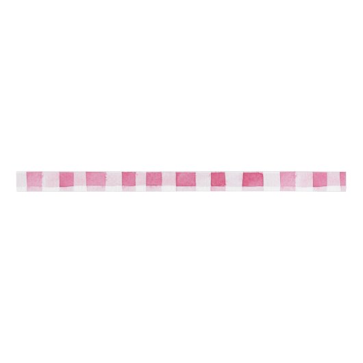 Girly Pink Plaid Stripes Birthday Grosgrain Lint (Voorkant)