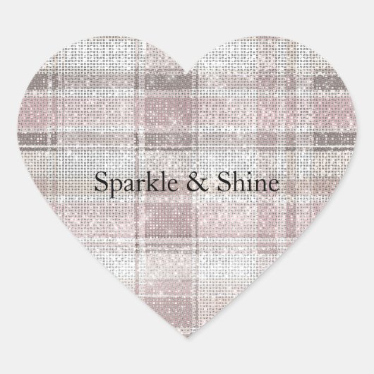 Girly Pink Plaid Stripes Sparkle Hart Sticker (Voorkant)