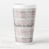 Girly Pink Plaid Stripes Sparkle Latte Mok (Voorkant)