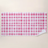 Girly Pink Plaid Stripes   Strandlaken (Voorkant)