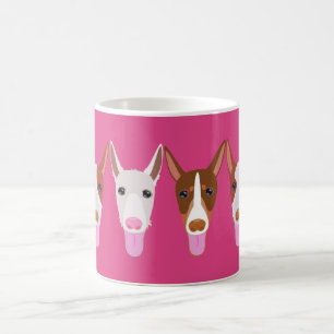 Girly Pink Podenco Dog Cartoon faces Koffiemok