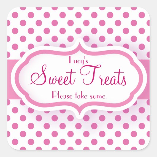 Girly Pink Polka Dot Pattern Schattigee Stickers (Voorkant)