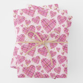 Girly Pink Pset Hearts Gold Glitter Polka Dots Inpakpapier Vel (In situ)
