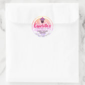 Girly Pink Rainbow Ombre Glitter Cupcake Baking Ronde Sticker (Tas)