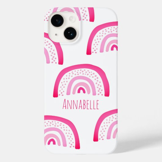 Girly Pink Rainbow Voornaam Case-Mate iPhone Case (Achterkant)