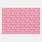 Girly Pink & Red Fa La Calligraphy Kerst Inpakpapier Vel (Voorkant 3)