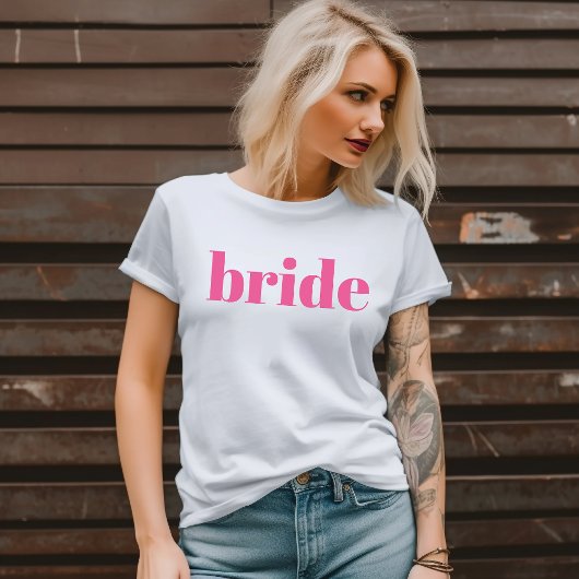 Girly Pink Retro Moderne Bruid Bachelorette T-shirt