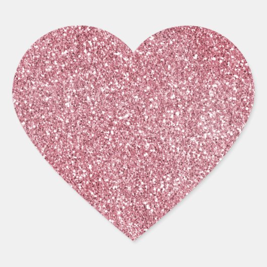 Girly Pink Rose Glitter Hart Sticker (Voorkant)