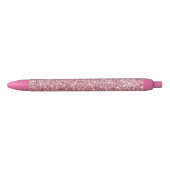 Girly Pink Rose Glitter Zwarte Inkt Pen (Voorkant)