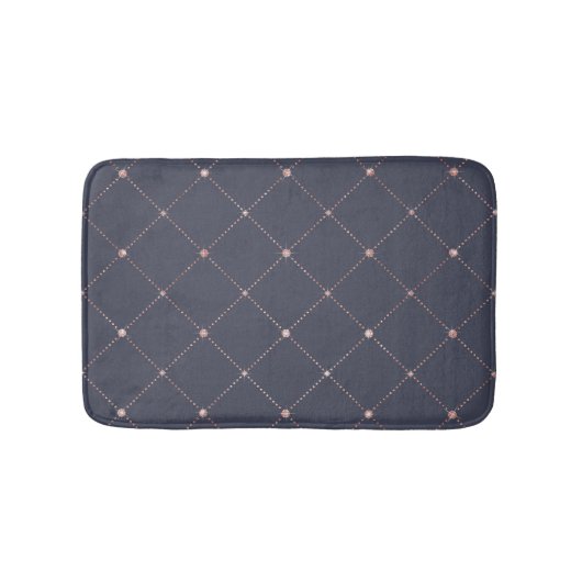 Girly Pink Rose Gold Diamond Navy Blue Geometric Badmat (Voorkant)
