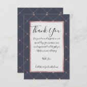 Girly Pink Rose Gold Diamond Navy Blue Geometric Bedankkaart (Voorkant / Achterkant)
