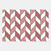 Girly Pink Rose Gold Glitter Herringbone Chevron Inpakpapier Vel (Voorkant 3)