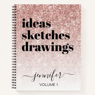 Girly Pink Rose Gold Glitter Jouw naam Notitieboek