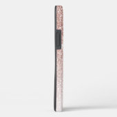 Girly Pink Rose Gold Glitter Monogram Naam Case-Mate iPhone Case (Achterkant / Rechts)