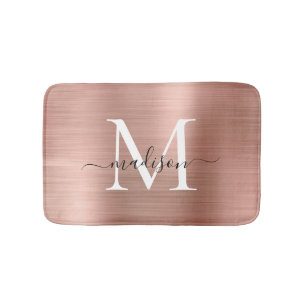 Girly Pink Rose Gold Monogram script geborsteld me Badmat