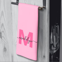 Girly Pink Script Naam Monogram