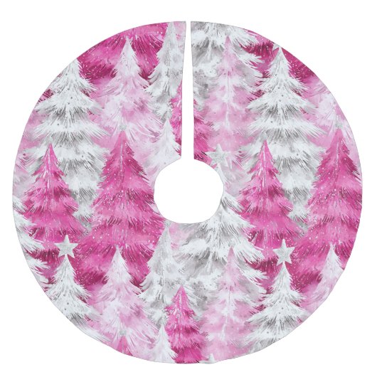 Girly Pink Silver Glam kerstbomen Kerstboom Rok (Voorkant)