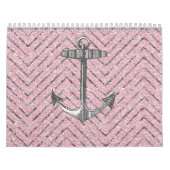 Girly Pink Silver Glitter Chevron Pattern Anchor Kalender (Hoes)