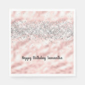 Girly Pink Silver Glitter Sparkle Confetti Servet (Voorkant)