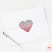 Girly Pink Silver Sparkle Glitter Hart Sticker (Envelop)